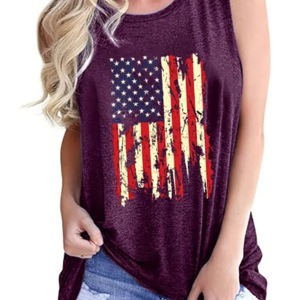 Flag print tank top